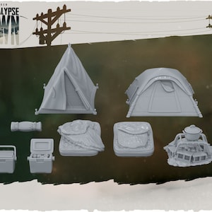Survivor's Camp - 32mm Scale - Kraken - Apocalypse Dawn - Great for Fallout Wasland Warfare, Zombicide and This Is Not A Test!