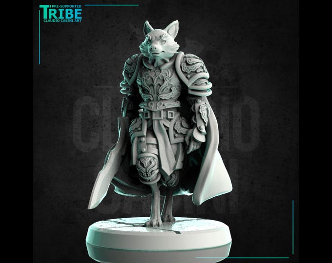 Fox Folk Leader or Paladin - 28mm or 32mm - Claudio Casini Art  - Dungeons and Dragons, Pathfinder! 0242
