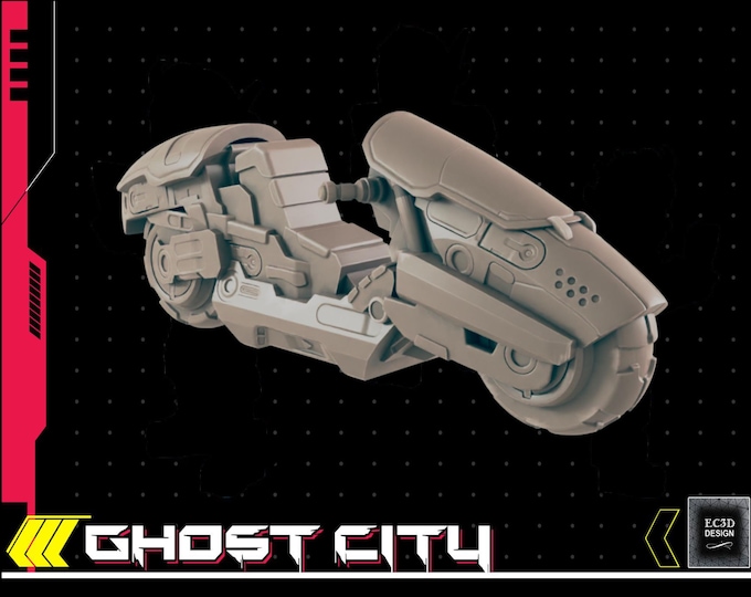 Road Ripper futuristic wheeled motorcycle - Cyberpunk/Sci-Fi  - 28mm or 32mm Scale - Ghost City
