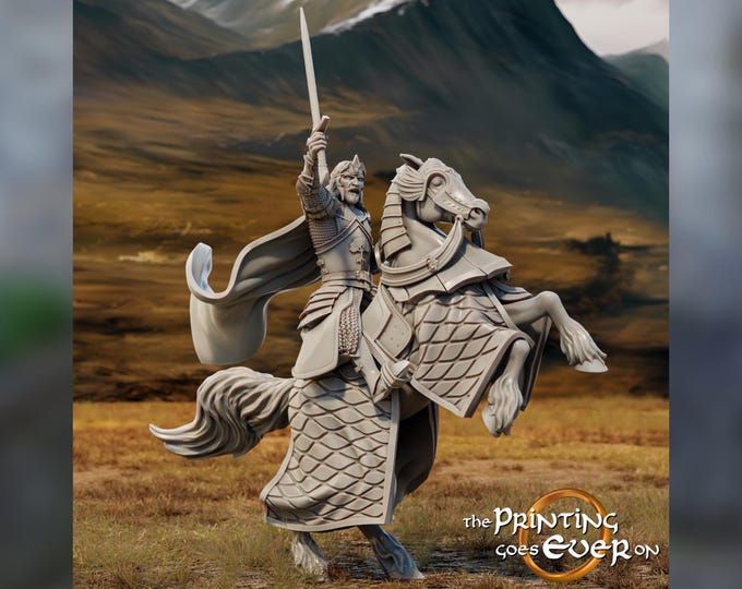 King Arangalor Mounted - 28mm - The Printing Goes Ever On - Dungeons and Dragons - Pathfinder - Fantasy