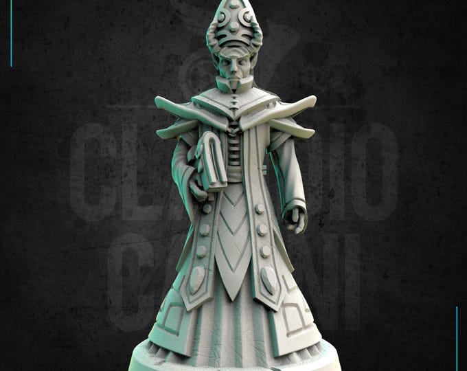 Tiefling Bishop or Priest- 28mm or 32mm - Claudio Casini Art - Dungeons and Dragons, Pathfinder! 0214