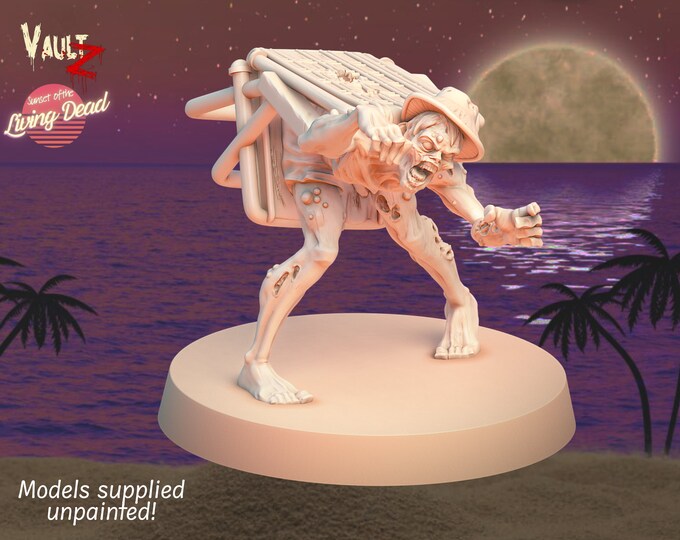 Beach Chair Zombie - 32mm - VaultZ - For games like Zombicide, This Is Not A Test, County Road Z