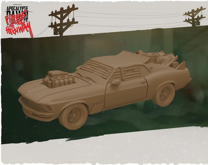 Wasteland Mustang Fastback  - 32mm Scale - Kraken Studios - Great for Fallout Wasteland Warfare, Zombicide and This Is Not A Test!