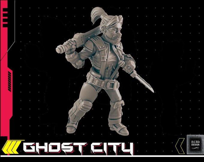 Blade Singer - SciFi Assassin - Cyberpunk Theme - 28mm or 32mm - Ghost City