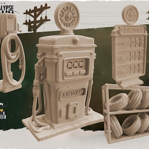 Gas Station Scatter - 32mm Scale - Kraken Studios Apocalypse Dawn - Great for Fallout Wasland Warfare, Zombicide and This Is Not A Test!