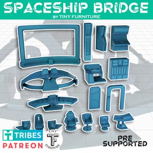 Spaceship Bridge Set  - Science Fiction Space Theme - 28mm/32mm - Tiny Furniture - UNPAINTED