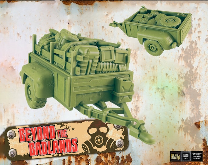 Wasteland Trailer  - Works with the Retro VW Camper's hitch, and the ATV! - Post-Apocalyptic - 28 or 32mm - EC3D Designs