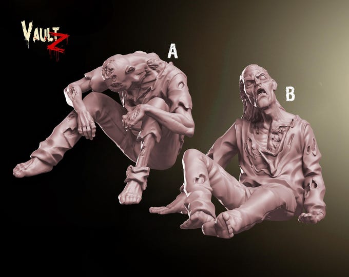 Zombies Sitting - 28mm or 32mm - VaultZ - For games like Zombicide, This Is Not A Test, County Road Z