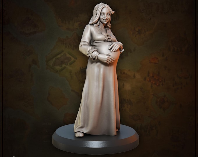 Villager Amanda Pregnant Woman - 28/32/35mm - Great Grimoire - Dungeons and Dragons - Pathfinder - Great Folks