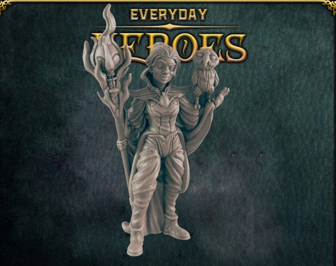 Warlock Human Female - 28/32mm - Everyday Heroes - Great for beginning painters or kids!