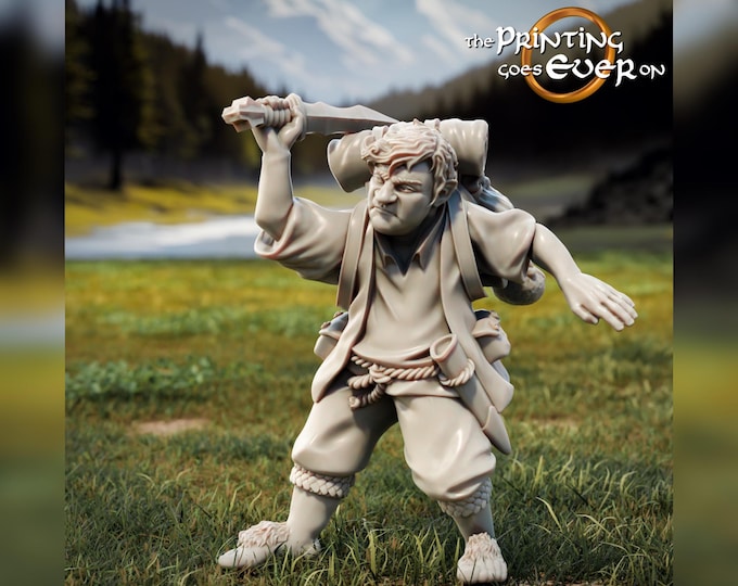 Samuel Halfling Fighting or Traveling Poses - 28mm - The Printing Goes Ever On - Dungeons and Dragons - Pathfinder - Fantasy