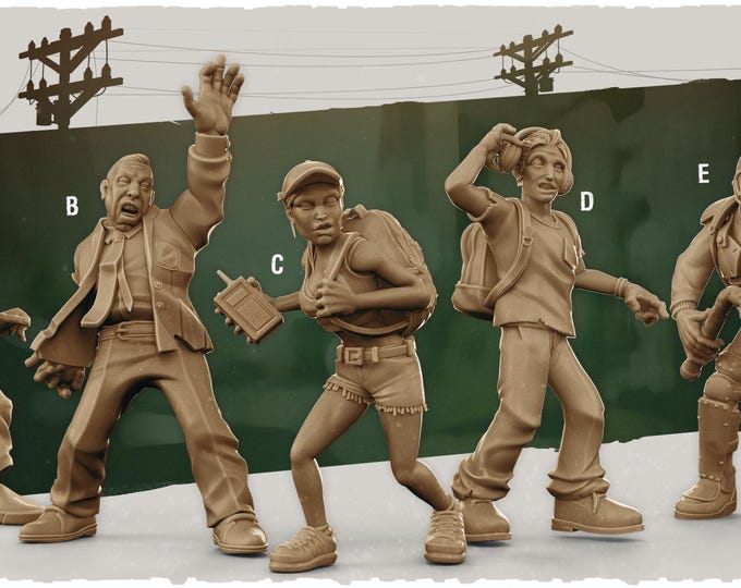 Jerry's NPC Survivors  - 28mm or 32mm Scale - Kraken Studios Jerry's Scrapyard - Great for This Is Not A Test, and County Road Z!