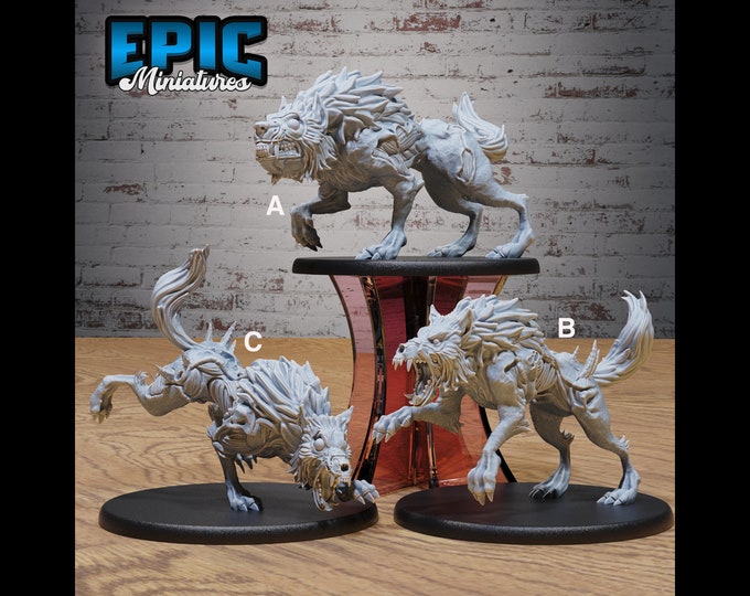 Undead Dire Wolf- 28mm Scale - Epic Miniatures - Gruesome Graveyard