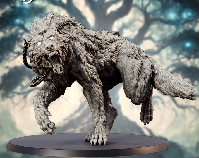 Fenrir (Norse The Fenris Wolf) - 28mm - The Printing Goes Ever On - Dungeons and Dragons - Pathfinder - Dimensions in description!