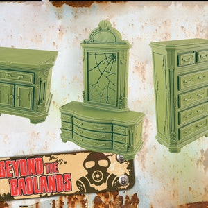 Ruined Bedroom Furniture - Post-Apocalyptic - 28 or 32mm - EC3D Designs - Beyond The Badlands