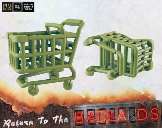 Wasteland Shopping Cart - Post-Apocalyptic - 28 or 32mm - EC3D Designs - Return To The Badlands - Fallout Wasteland Warfare
