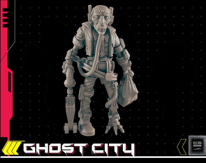 Amputee Traveler with Cybernetic Foot - Cyberpunk Theme - 28 or 32mm Scale - Ghost City