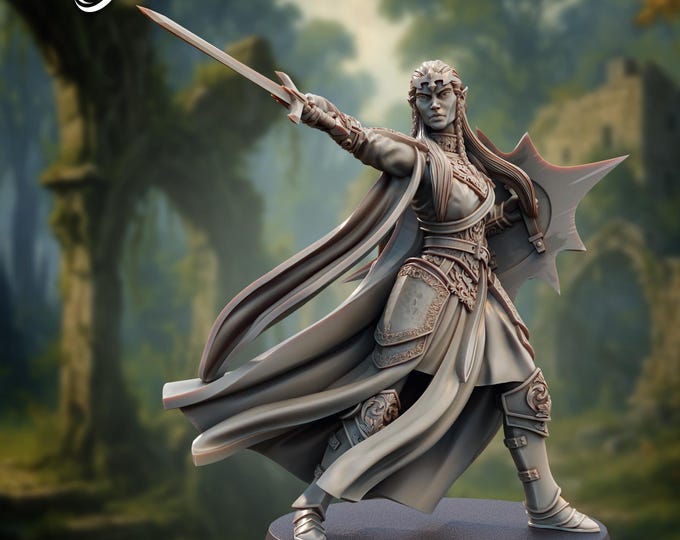 Elven Cleric  Anatis Miraan- 28mm - The Printing Goes Ever On - Dungeons and Dragons - Pathfinder - Fantasy - Dead Elves And Prism Spells