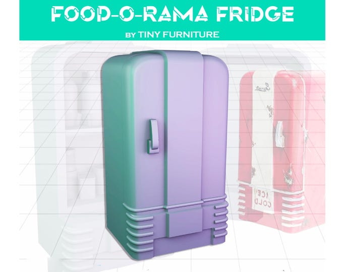 Retro Futuristic or Vintage Kitchen Refrigerator 28mm/32mm - Tiny Furniture - UNPAINTED