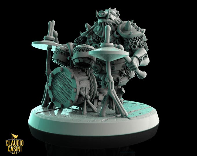 Boar Bard with Drumset - 28mm or 32mm - Claudio Casini Art  - Dungeons and Dragons, Pathfinder! 0258