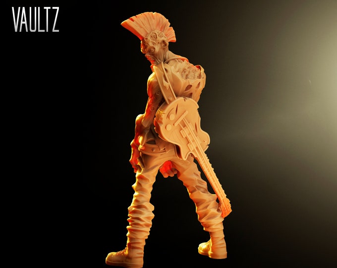 Punk Guitar Zombie with Mohawk - 32mm - VaultZ - For games like Zombicide, This Is Not A Test, County Road Z