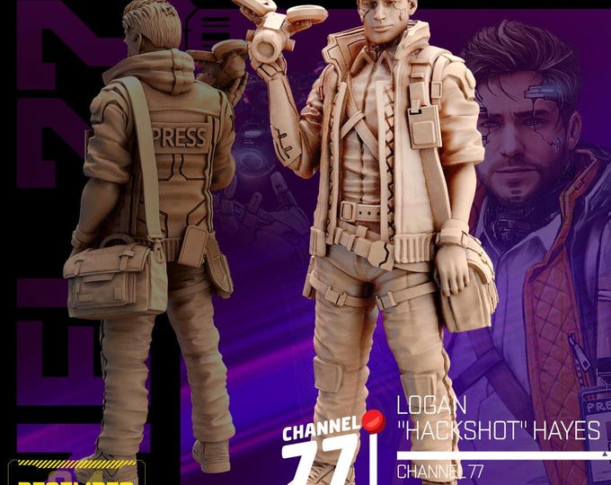 Logan "Hackshot" Hayes Cyberpunk Journalist (2 poses available) - 28/32mm - Unit9 - Cyberpunk/science Fiction/Cybernetics