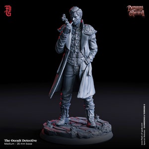 The Occult Divine Detective - Flesh Of Gods Dungeons And Terrors 2 - True 28mm, True 32mm. or 32mm Heroic - With pictured base!