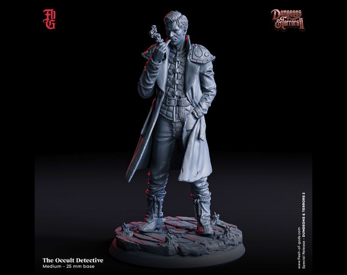 The Occult Divine Detective - Flesh Of Gods Dungeons And Terrors 2 - 32mm Heroic - With pictured base!
