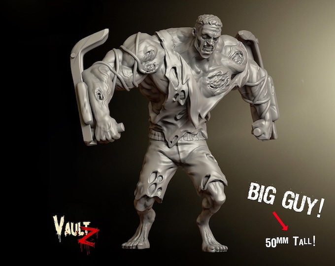 Gym Zombie Tank Abomination (he's a BIG guy, 50mm tall) - 28/32mm - VaultZ - For games like Zombicide, This Is Not A Test, County Road Z