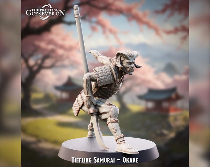 Tiefling Samurai - 28mm - The Printing Goes Ever On - Dungeons and Dragons - Pathfinder - Fantasy