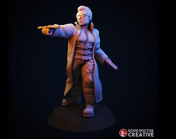 Cyberpunk Agent JC with Pistol and Crossbow - Cyberpunk/Sci-Fi  - 32mm - Good Doctor Creative