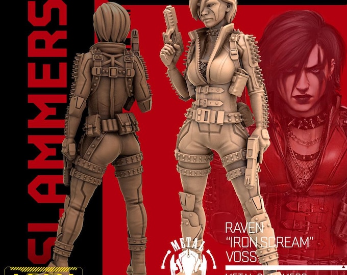Raven "Iron Scream" Voss (2 poses available) - 28/32mm - Unit9 - Metal Slammers -  Cyberpunk/science Fiction/Futuristic/Cybernetics mini