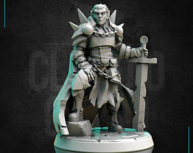 Elf Dark Paladin - 28mm or 32mm - Claudio Casini Art - Also good for post apocalyptic gaming! 0285