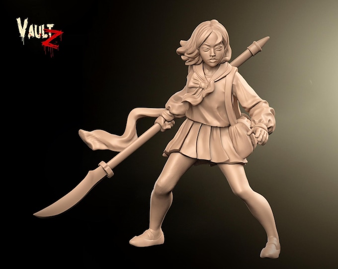 Yuki Female Japanese Survivor with Naginata - 32mm - VaultZ - For games like Zombicide, This Is Not A Test, County Road Z