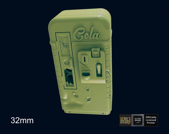 Retro Cola Machine (destroyed or intact) - Post-Apocalyptic - 32mm - EC3D Designs - Fallout Roleplaying Game - This Is Not A Test!