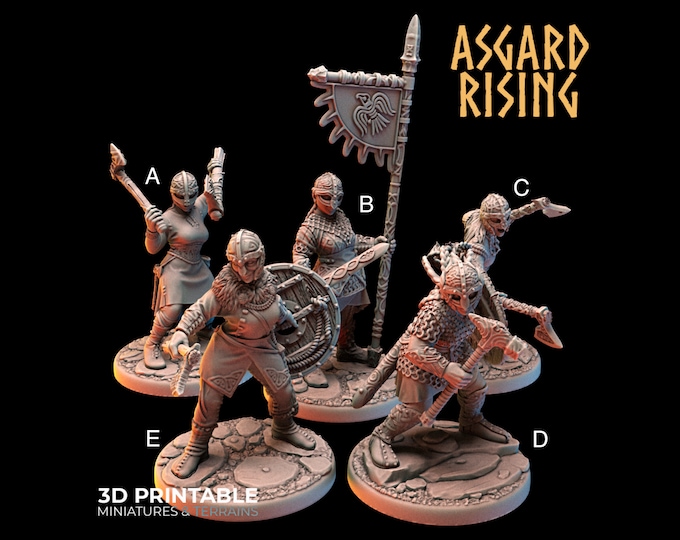 Shield Maidens (With Helmets) - Norse Theme - 28/32mm - Asgard Rising