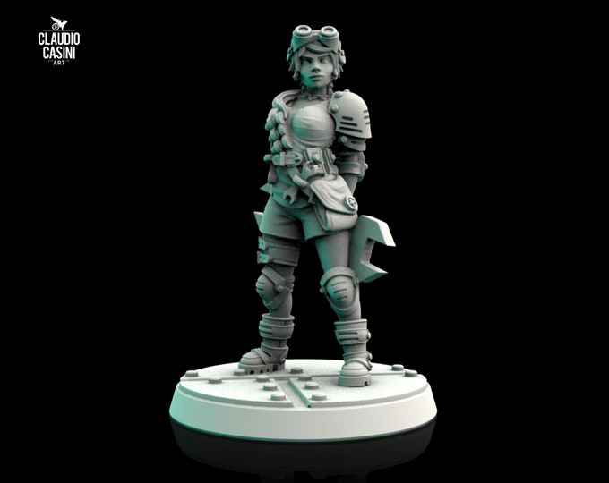 Female Technics Mechanic - 28mm or 32mm - Claudio Casini Art - Also good for post apocalyptic gaming! 0112
