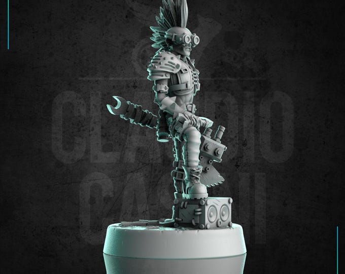 Post Apocalyptic Street Punk Warrior with Axe - 28mm or 32mm - Claudio Casini Art 0308