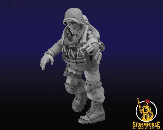 Irradiated Soldier Zombie 02- 28 or 32mm - Stormfront Miniatures- Tales From The Radiation Zone - Postapocalypse Survivor