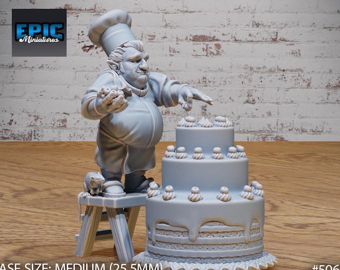 Halfling Villager Cake Decorator (Confectioner) - True 28mm Scale - Epic Miniatures - Halfling Meadows