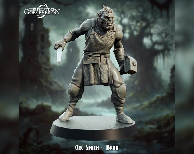 Brun Orc Smith - 28mm - The Printing Goes Ever On - Dungeons and Dragons - Pathfinder - Fantasy
