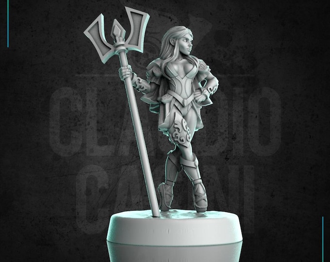 Female human/elf/tiefling Wizard Dancer with Staff - No Base - 28mm or 32mm - Claudio Casini Art - 0300