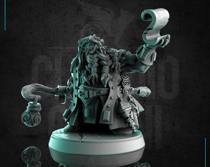 Dwarf Male Enchanter - 28mm or 32mm - Claudio Casini Art - Also good for post apocalyptic gaming! 0287