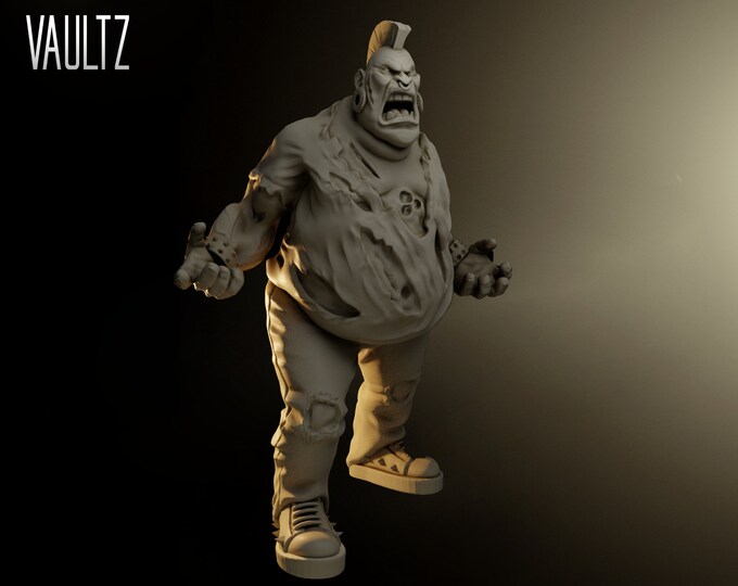 Punk Fatty Zombie - 32mm - VaultZ - For games like Zombicide, This Is Not A Test, County Road Z