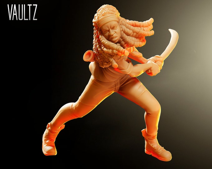 Woman with Samurai Sword - 32mm - VaultZ - For games like Zombicide, This Is Not A Test, County Road Z