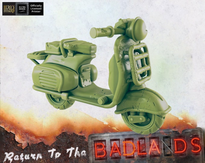Wasteland Vespa Scooter - 28 or 32mm - Post-Apocalyptic - Return To The Badlands - EC3D Designs - For Games like Fallout Wasteland Warfare!