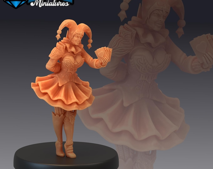 Harlequin Mad Girl - 3 poses - True 28mm Scale - Epic Miniatures - Halloween Horror - Dungeons and Dragons - Pathfinder