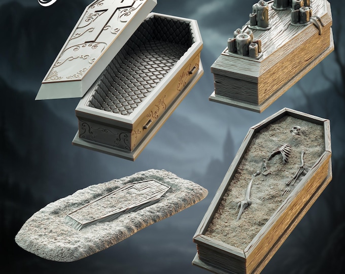 Coffin Set - 28/32mm - The Printing Goes Ever On - Dungeons and Dragons - Pathfinder - Fantasy