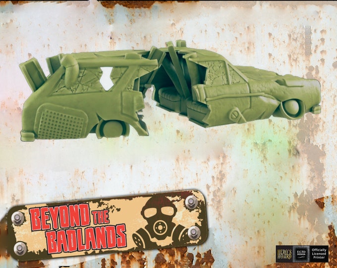 Wasteland Wrecked Car - Post-Apocalyptic - 28 or 32mm - EC3D Designs - Beyond The Badlands