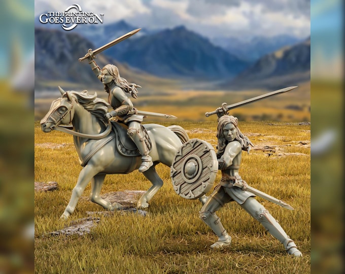 Hedda Female Warrior on Foot or Mounted - 28mm - The Printing Goes Ever On - Tales Of Wind And Saddle - Fantasy